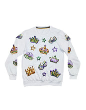 Adult Crowns and Masks French Terry Light Weight Pullover - White