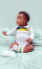 White Chest Stripe Infant Onesie Long Sleeve