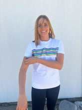 Adult Sequin Stripe French Terry Short Sleeve Shirt - White
