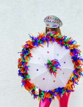 Rainbow Feathered Parasol