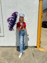 Red, White, and Blue Feathered Parasol