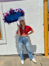 Red, White, and Blue Feathered Parasol