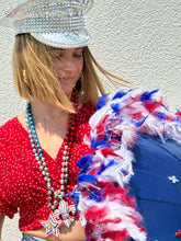 Red, White, and Blue Feathered Parasol