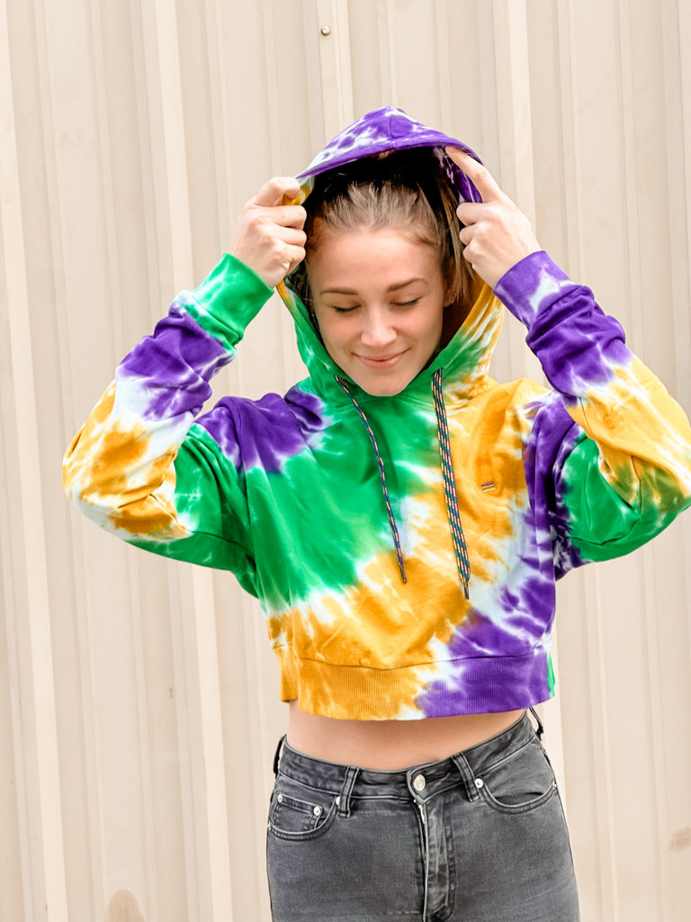 Tie Dye Wave Junior/Misses Crop Hoodie