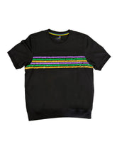 Adult Sequin Stripe French Terry Short Sleeve Shirt - Black