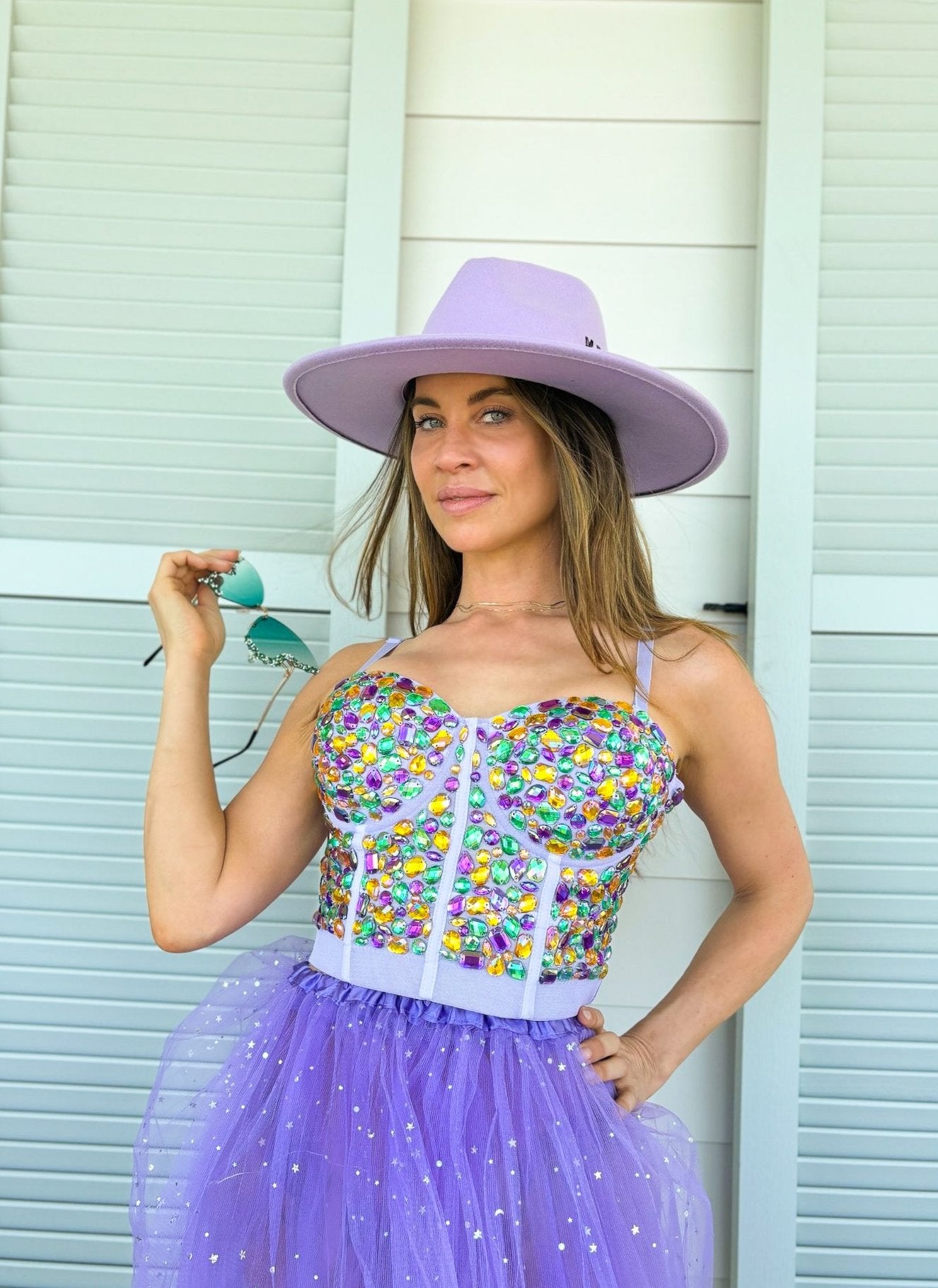 Rhinestone Bustier - Lavender – Mardi Gras Creations