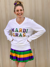 ASP Adult MARDI GRAS Sequin V-Neck - White