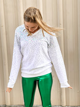 ASP Adult Sequin Explosion V-Neck Pullover - White