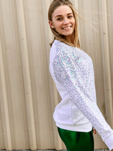 ASP Adult Sequin Explosion V-Neck Pullover - White