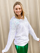 ASP Adult Sequin Explosion V-Neck Pullover - White