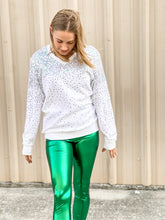 ASP Adult Sequin Explosion V-Neck Pullover - White