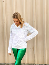 ASP Adult Sequin Explosion V-Neck Pullover - White