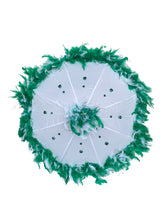 Green and White Feathered Parasol (St. Patty's Day)
