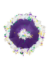 Mardi Gras Feathered Parasol - White Feathers