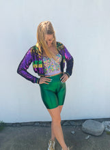 Sequin Jacket Purple, Green, and Gold Cropped Adult Striped