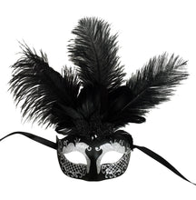 Mask with Glitter Face and Feathers