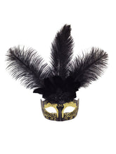 Mask with Glitter Face and Feathers