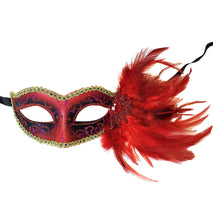 Glitter Swirl Eyelet Mask With Side Feathers