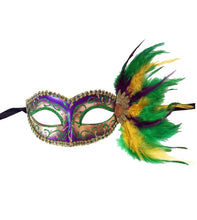 Glitter Swirl Eyelet Mask With Side Feathers