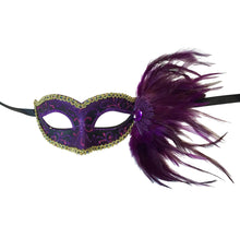 Glitter Swirl Eyelet Mask With Side Feathers