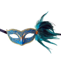 Eyelet Mask with Jewel and Side Feathers