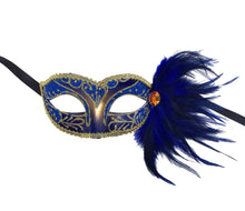 Eyelet Mask with Jewel and Side Feathers