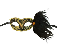 Eyelet Mask with Jewel and Side Feathers