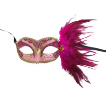 Eyelet Mask with Jewel and Side Feathers