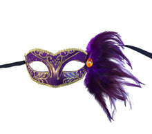 Eyelet Mask with Jewel and Side Feathers