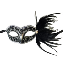 Eyelet Mask with Jewel and Side Feathers