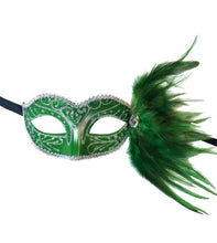 Eyelet Mask with Jewel and Side Feathers