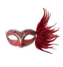 Eyelet Mask with Jewel and Side Feathers