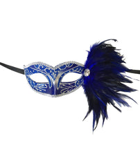 Eyelet Mask with Jewel and Side Feathers