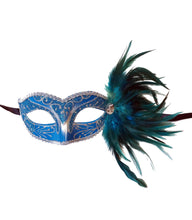 Eyelet Mask with Jewel and Side Feathers