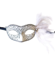 Eyelet Mask with Jewel and Side Feathers