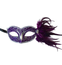 Eyelet Mask with Jewel and Side Feathers