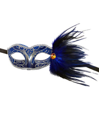 Eyelet Mask with Jewel and Side Feathers