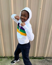 White Chest Stripe Youth Zip Up Hoodie