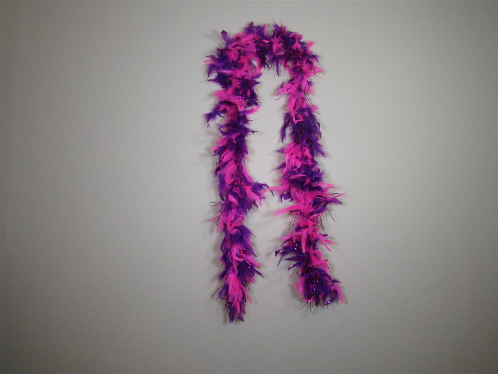 Solid Pink And Purple Feathers Boas With Matching Foil