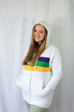 White Chest Stripe Adult Zip Up Hoodie