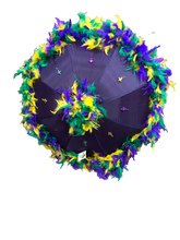 Mardi Gras Feathered Parasol - Purple, Green, and Gold Feathers