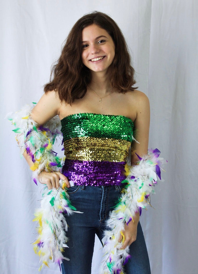 Sequin Tube Top/Skirt - Purple, Green, and Gold  Mardi Gras Creations