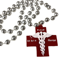 “Proud to Be a Nurse” Medallion on Red and Silver Specialty Bead