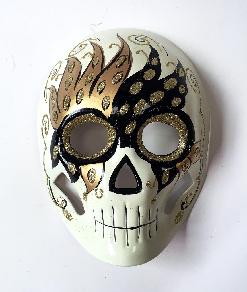 Halloween Mask Full Face Skull Masquerade Mask Venetian Purple Gold