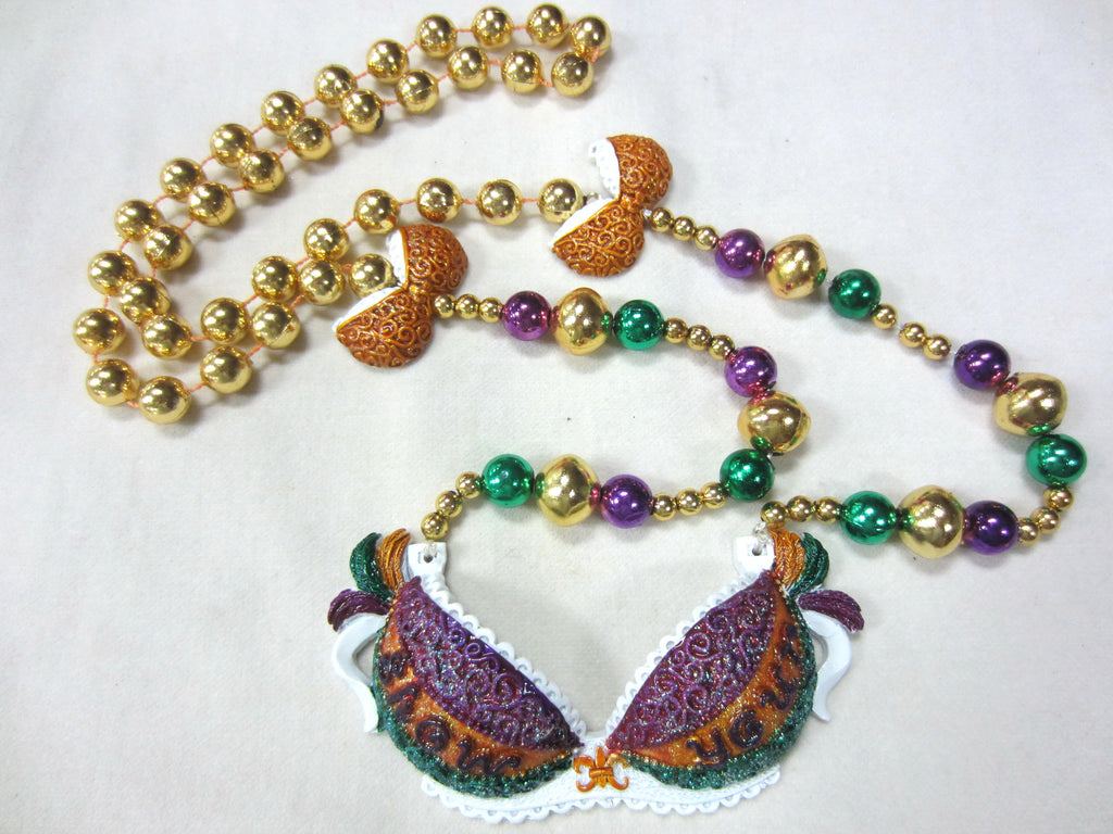 Mardi Gras Beaded Deep Plunge Bra Top made to Order Item: Features