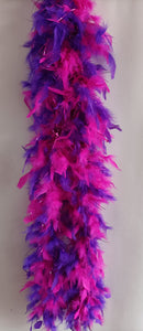 Pink And Purple Two Tone Feather Boas With Matching Foil
