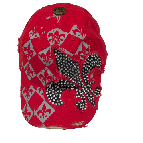 Stylish Cap With Smaller Fleur De Lis Prints Scattered display picture 2