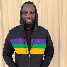 Black Chest Stripe Adult Zip Up Hoodie