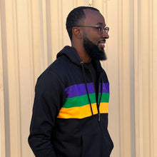 Black Chest Stripe Adult Zip Up Hoodie