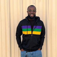 Black Chest Stripe Adult Zip Up Hoodie